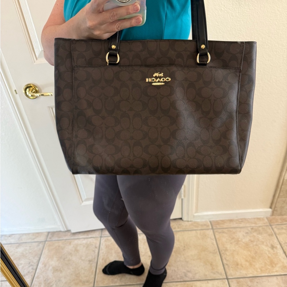 Coach large leather tote